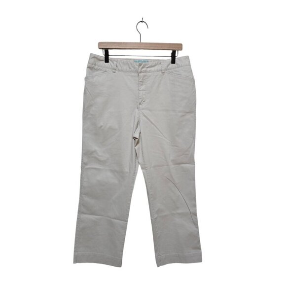 Eddie Bauer Tan High Rise Crop Mercer Fit Pants Sz 14 - Picture 1 of 9